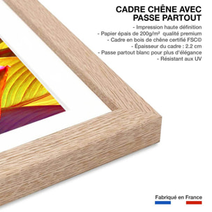 Affiche palm leaves yellow background Affiche + cadre en bois - Chêne