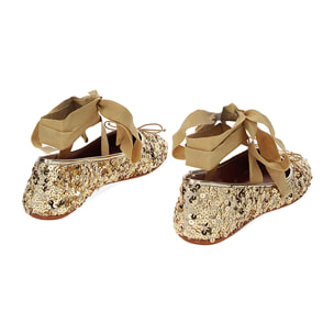 Ballerine lace-up oro con paillettes