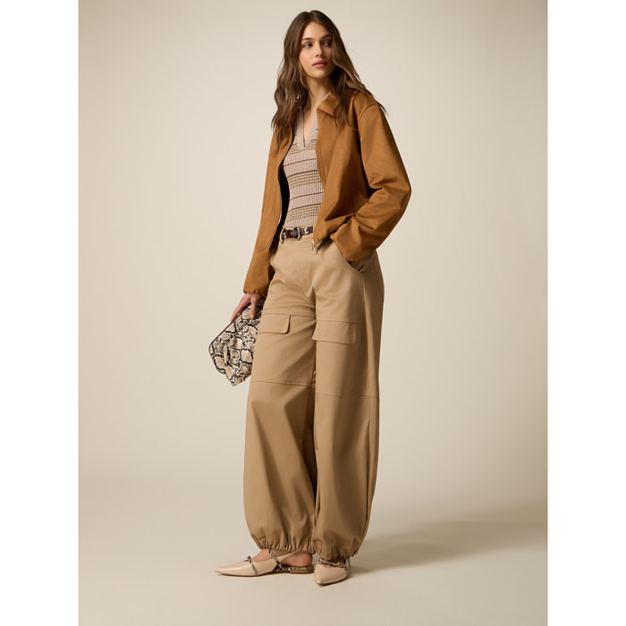Oltre - Pantaloni cargo misto cotone - Beige