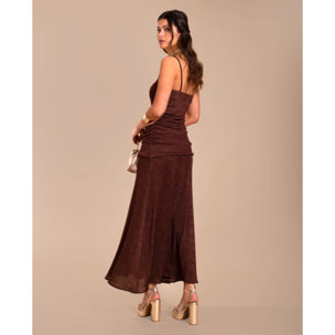 Vestido midi de tirantes con brillo