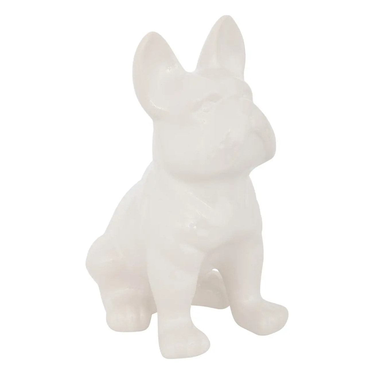 Statuette Bulldog céramique blanc H12cm