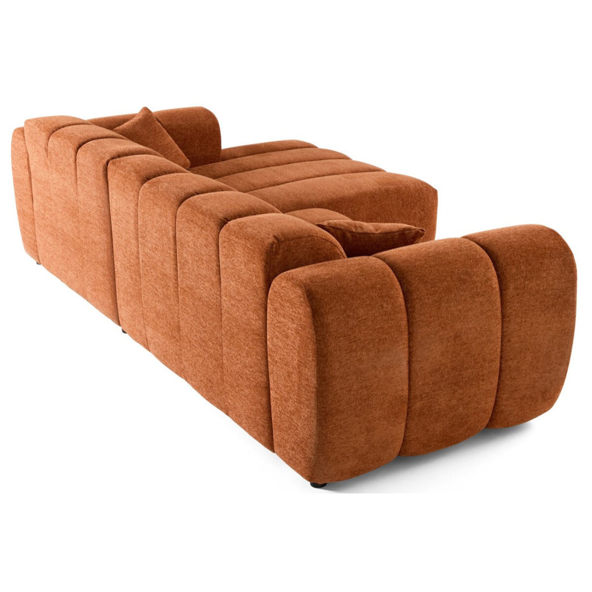 Curtis - canapé d'angle droit 4 places en tissu texturé - Terracotta