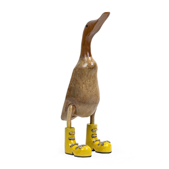 Statue H. 40 cm canard bottes jaunes en bois de teck - DUCK