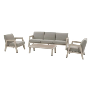 Salon de jardin "Axiome" argile 5 places en aluminium texaline et oléfine