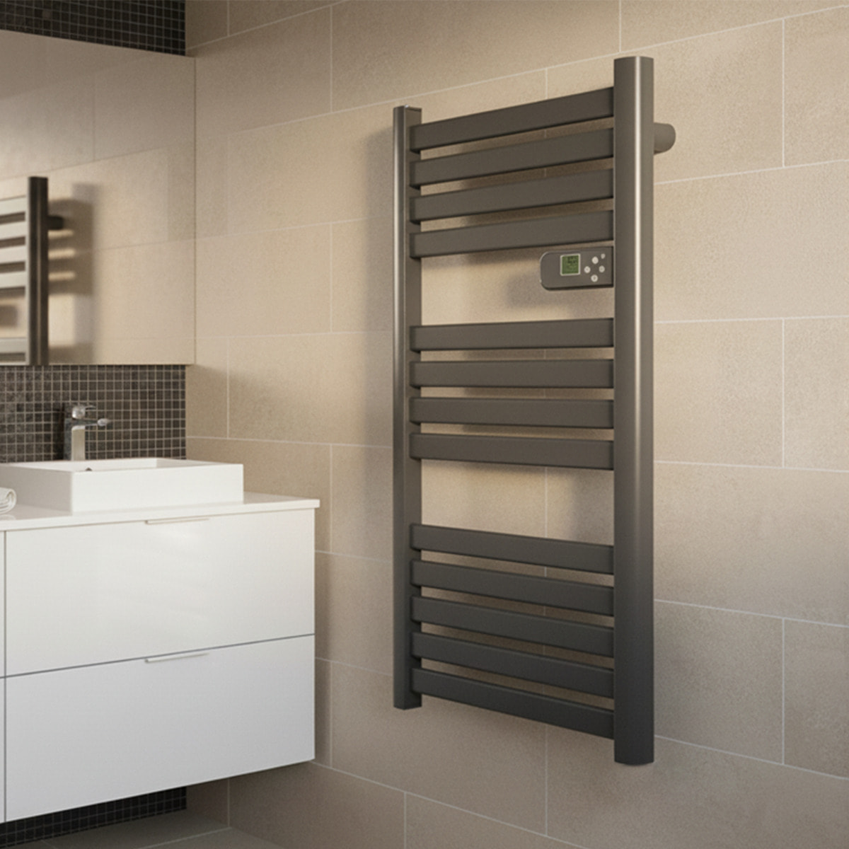 sèche-serviettes sans fluide lames plates gris 500W