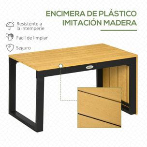 Conjunto de Muebles de Jardín de Aluminio 3 Piezas Juego de Conversación Incluye 2 Sofás Esquineros con Cojines Mesa de Plástico Madera Gris