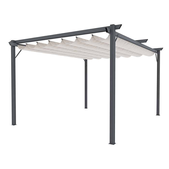 Gazebo Pergola 3x4 M Pergolato Telo Impermeabile Retrattile Struttura In Acciaio Giardino Terrazzo Piscina Esterno Fiere Campeggio Design Beige