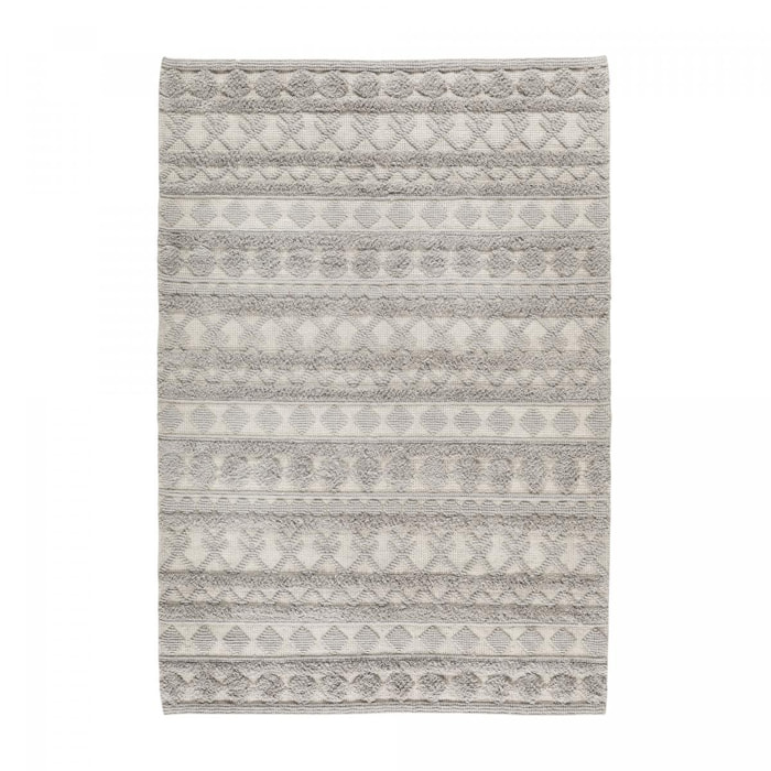 Tapis salon et chambre tissé en laine motif scandinave FUNI