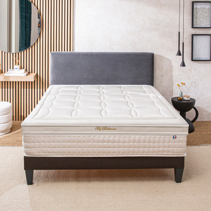 Ensemble Matelas Memoire de forme Empereur avec sommier en bois