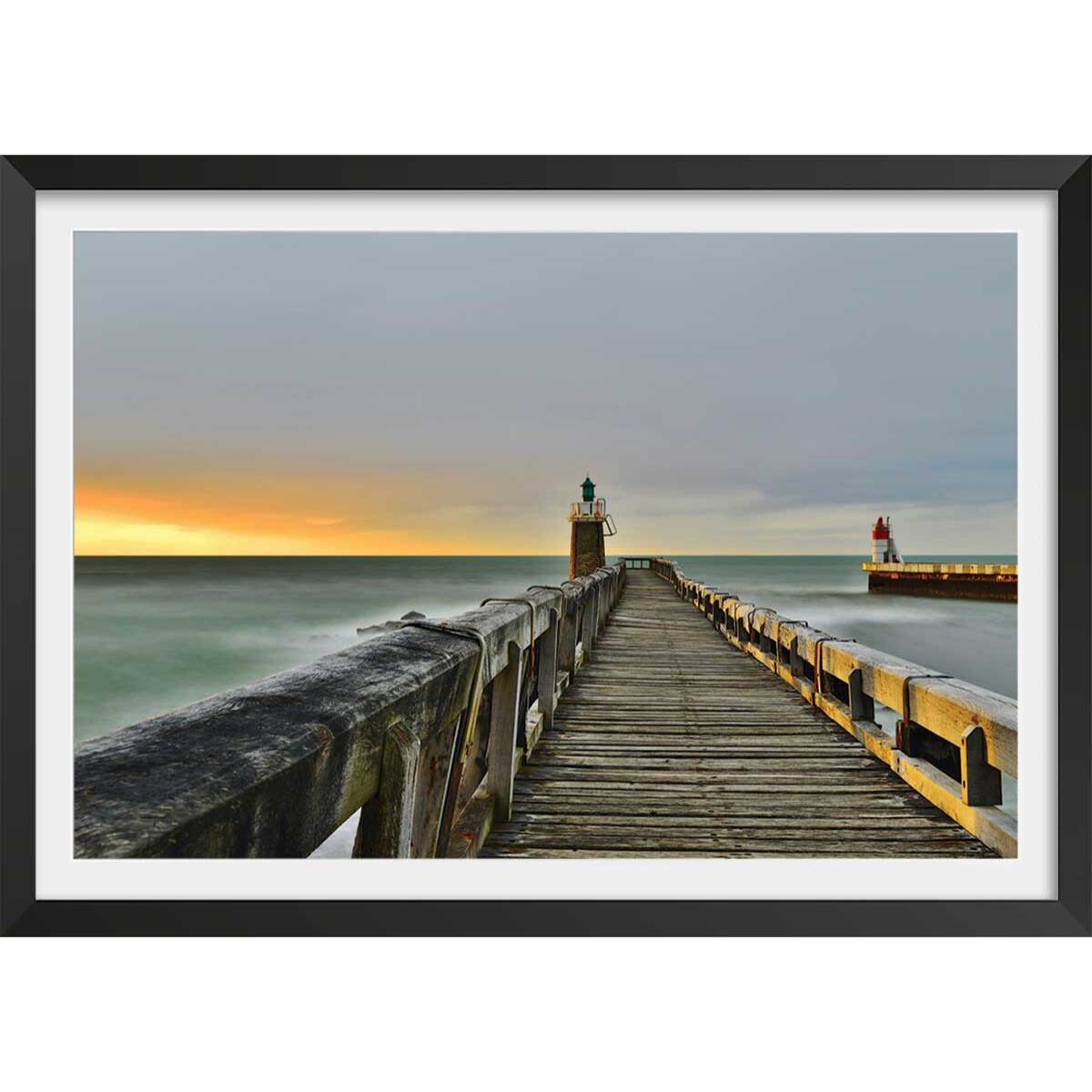 Affiche photo capbreton glassy sous estacade Affiche + cadre en bois - Noir