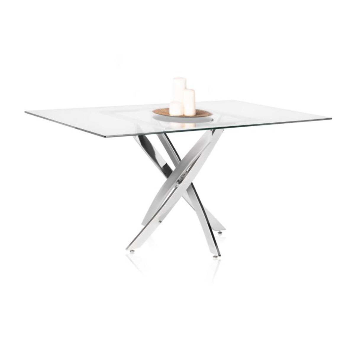 Mesa de comedor Thunder Cristal - Cromo