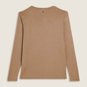 T-shirt donna manica lunga con scritta e strass