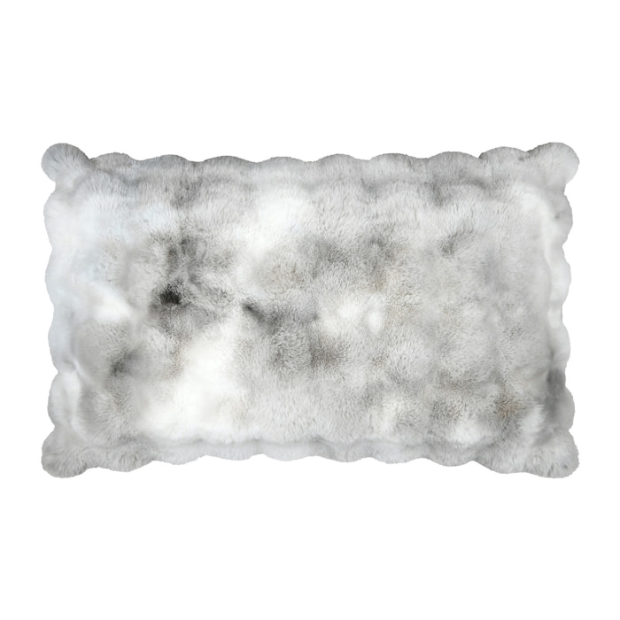 Coussin déhoussable imitation fourrure - Gris clair