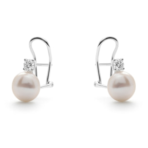 Pendientes de Perla Blanca acabado en Rodio