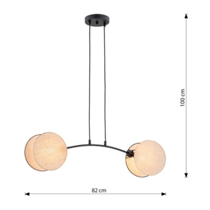 Lampada a sospensione MOTIF in acciaio nero e tessuto beige