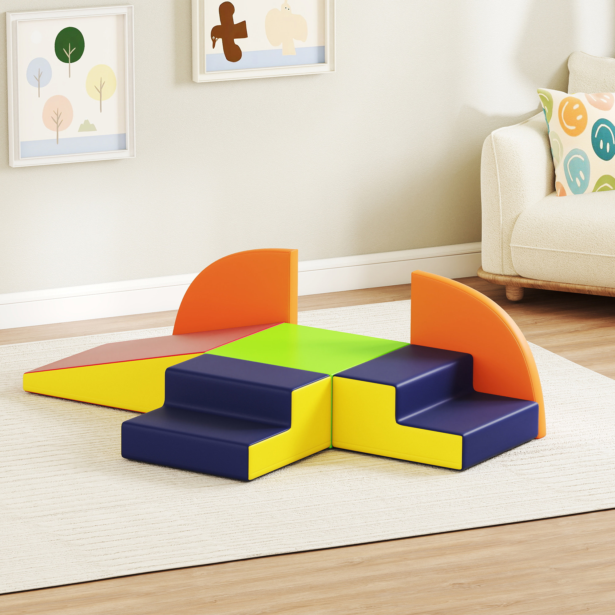 Juego de 6 Bloques de Espuma para Niños, Bloques de Psicomotricidad Infantil con Base Antideslizante, para Niños 0,5 a 6 Años, Set de Escalada para Interior, para Escalar y Gatear, Multicolor