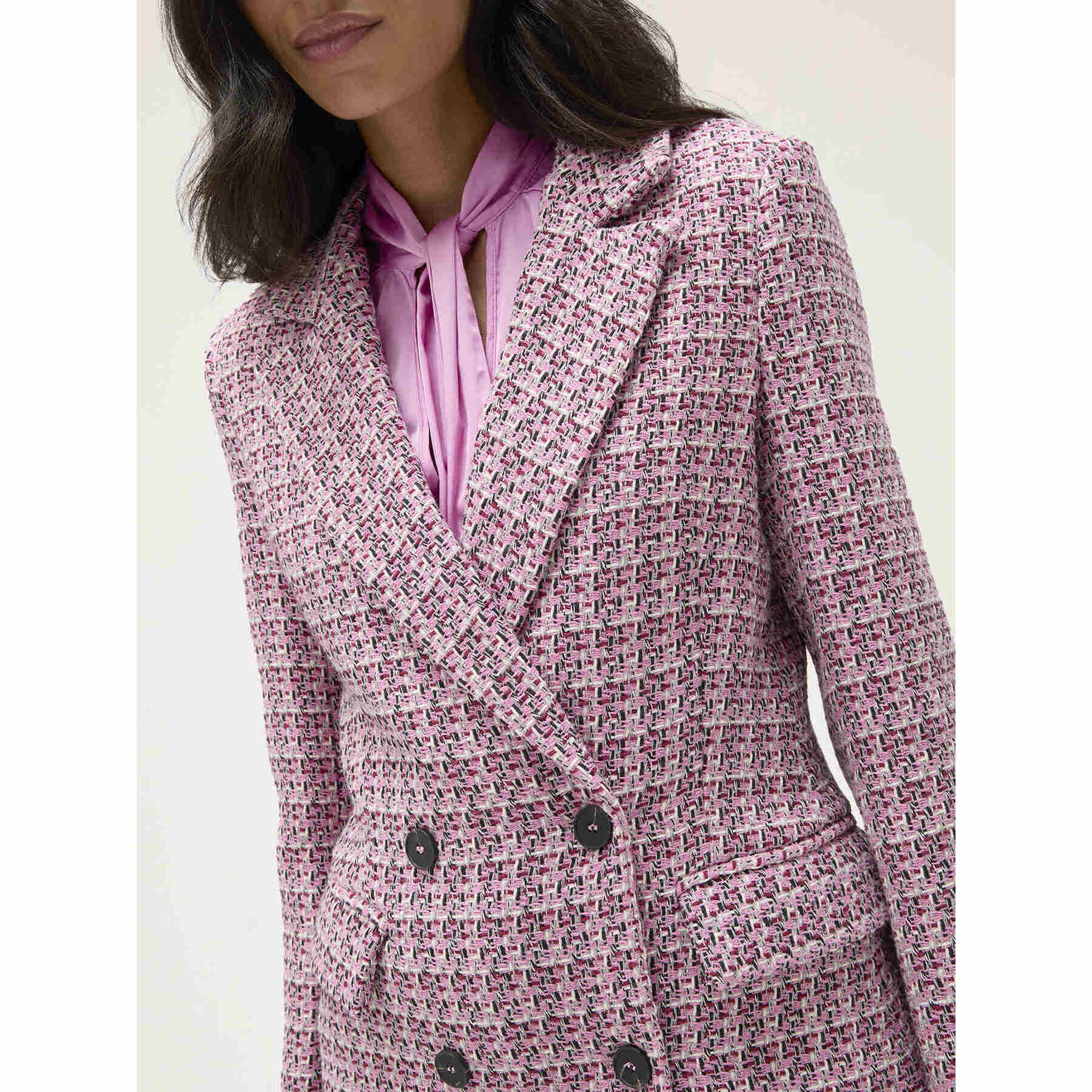 Motivi - Chaqueta de doble abotonadura en tweed - Rosa