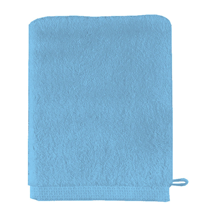 Gant de toilette uni en coton, AQUA, Bleu turquoise