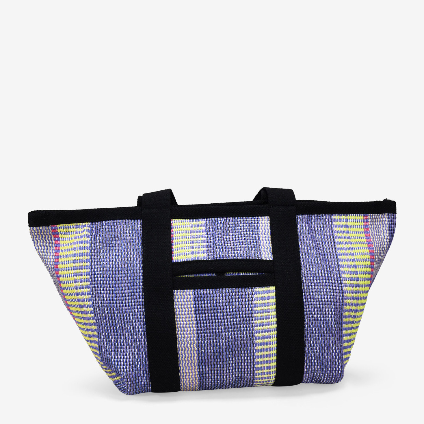 Bolso tote lila en rafia con rayas
