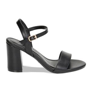 Sandali neri con cinturino, tacco 8 cm