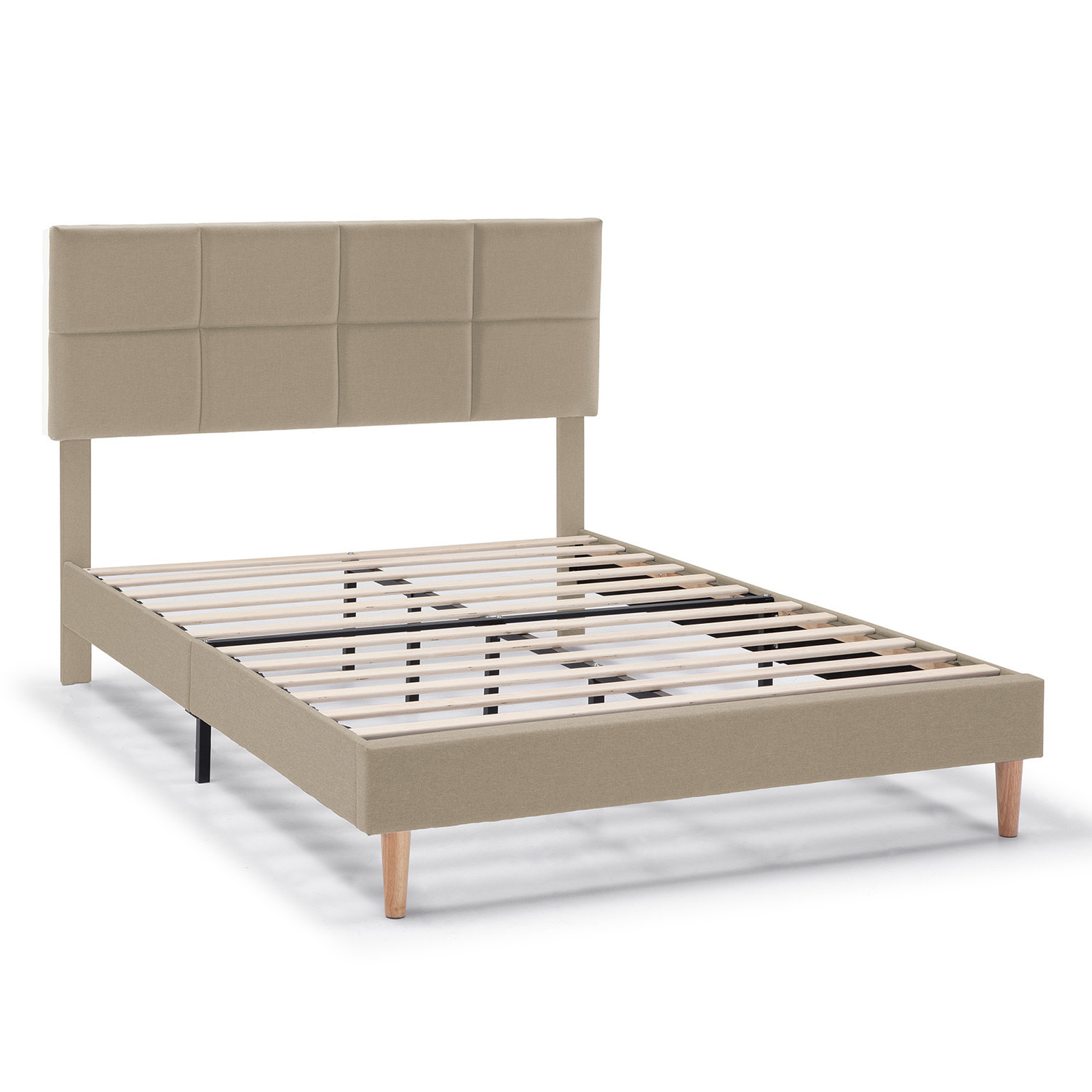 Estructura de cama tapizada Silvi de 30 cm Beige