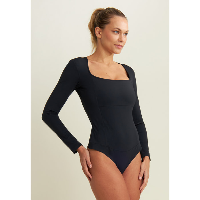 Body slim manica lunga in tessuto tecnico D.I.W.O.®