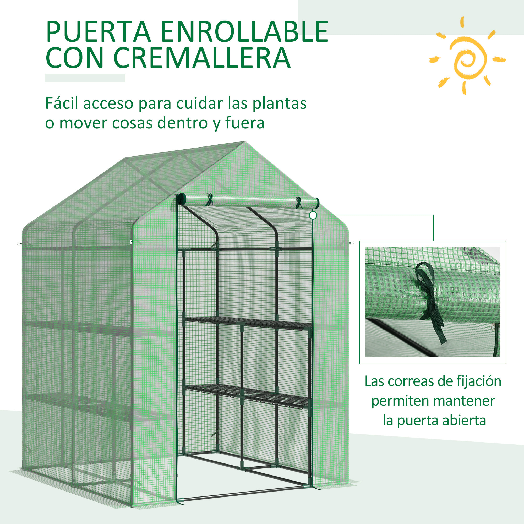 Outsunny Invernadero de Jardín con 2 Niveles 4 Estantes Cultivos Plantas Macetas