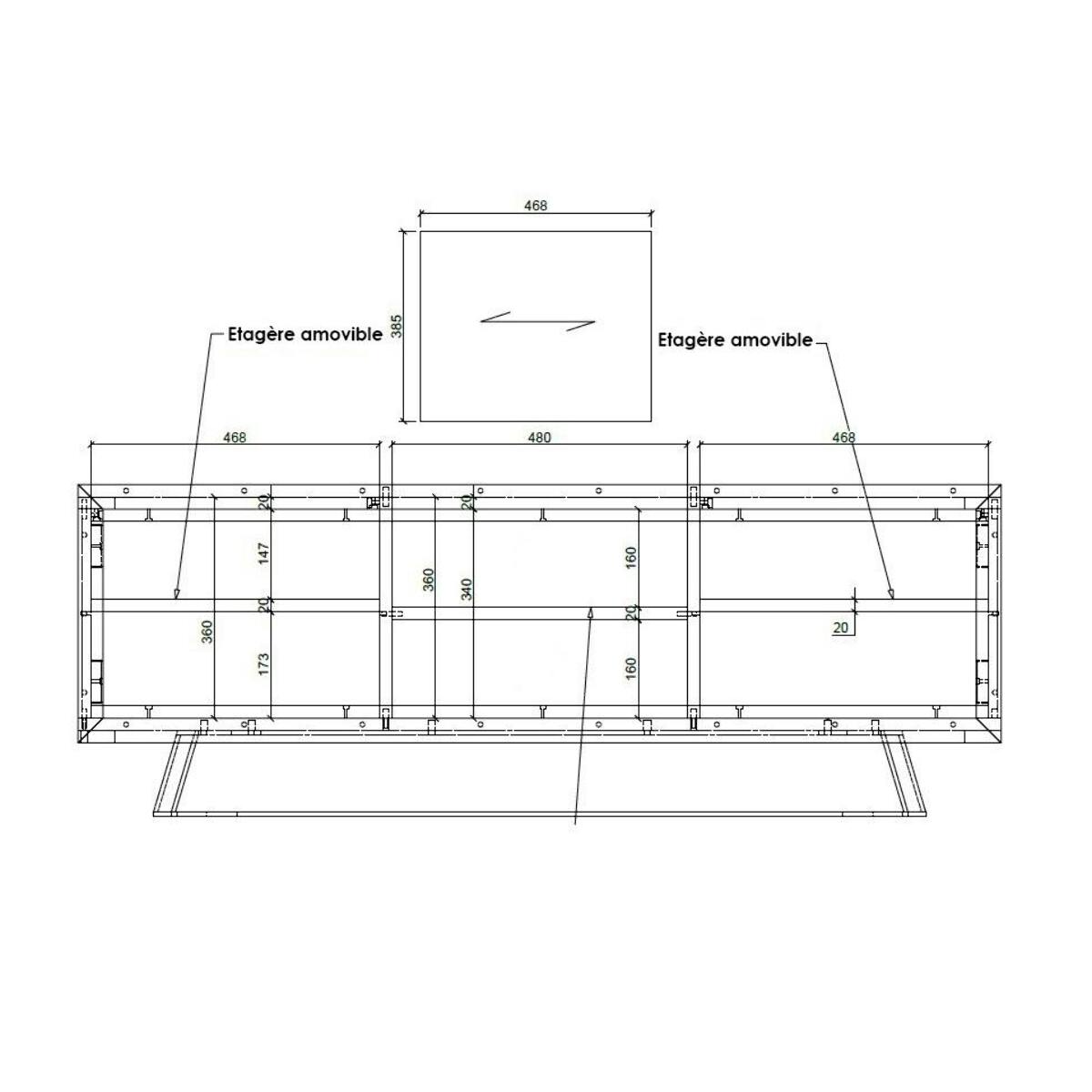 Meuble TV en bois motif damier 150 cm OKA