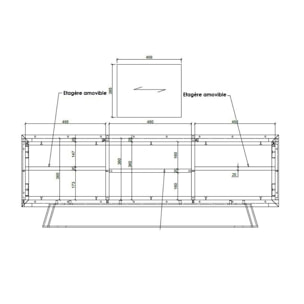 Meuble TV en bois motif damier 150 cm OKA