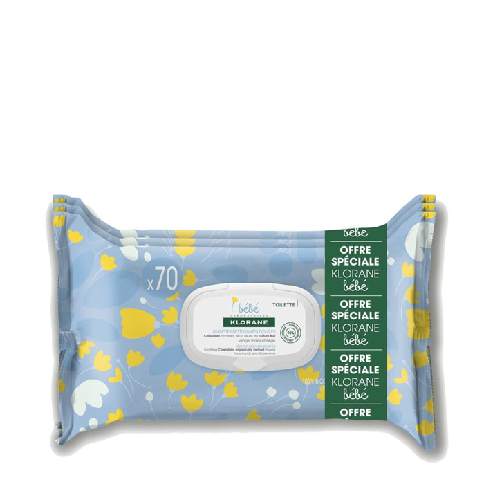 Lingettes Nettoyantes Bébé - Au Calendula - 3x70 lingettes