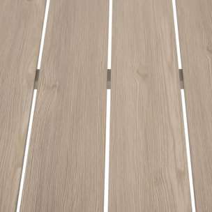 Table de jardin "Évasion" effet bois lin & argile 4 places lates en aluminium