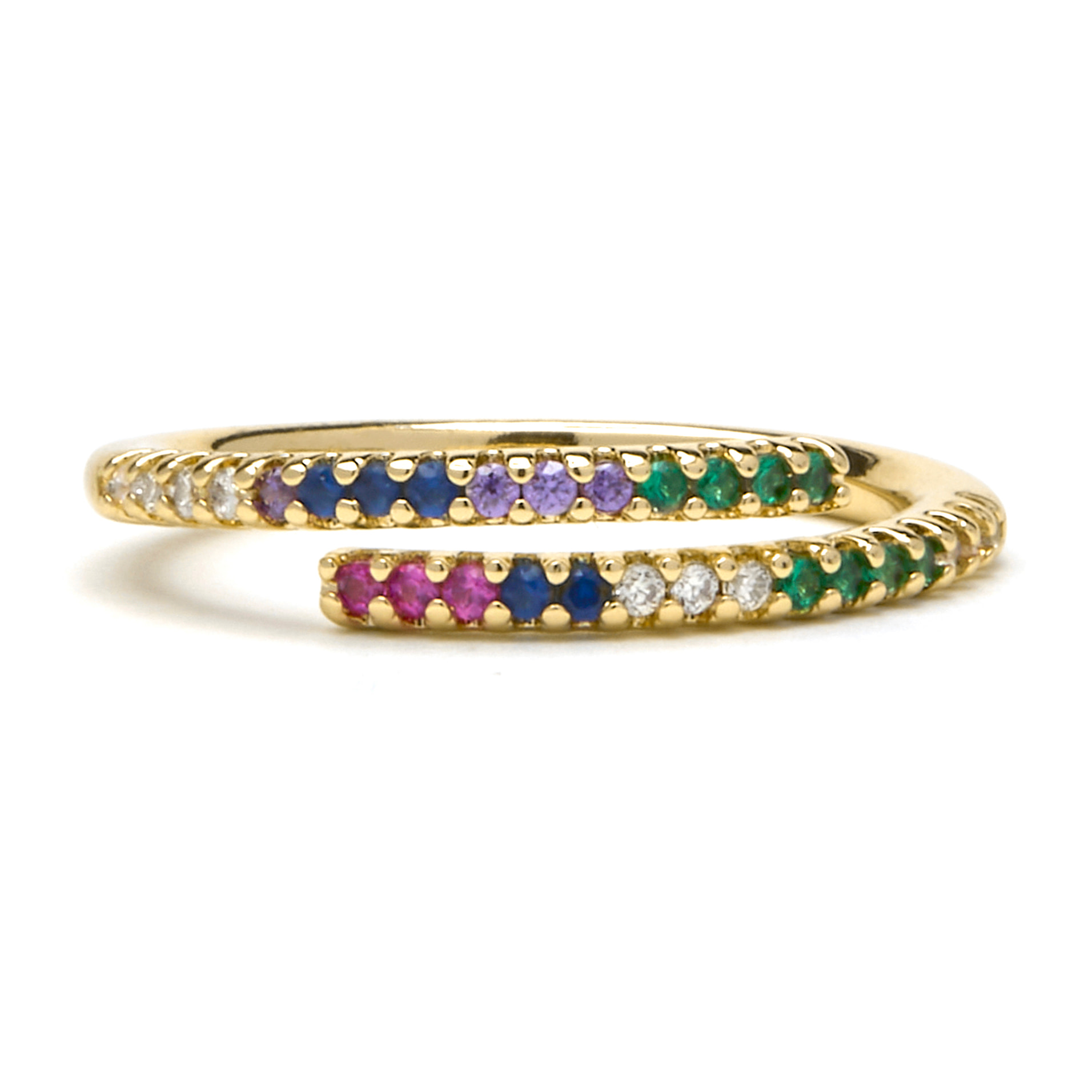 Anillo con Circonita Multicolor acabado oro 18k