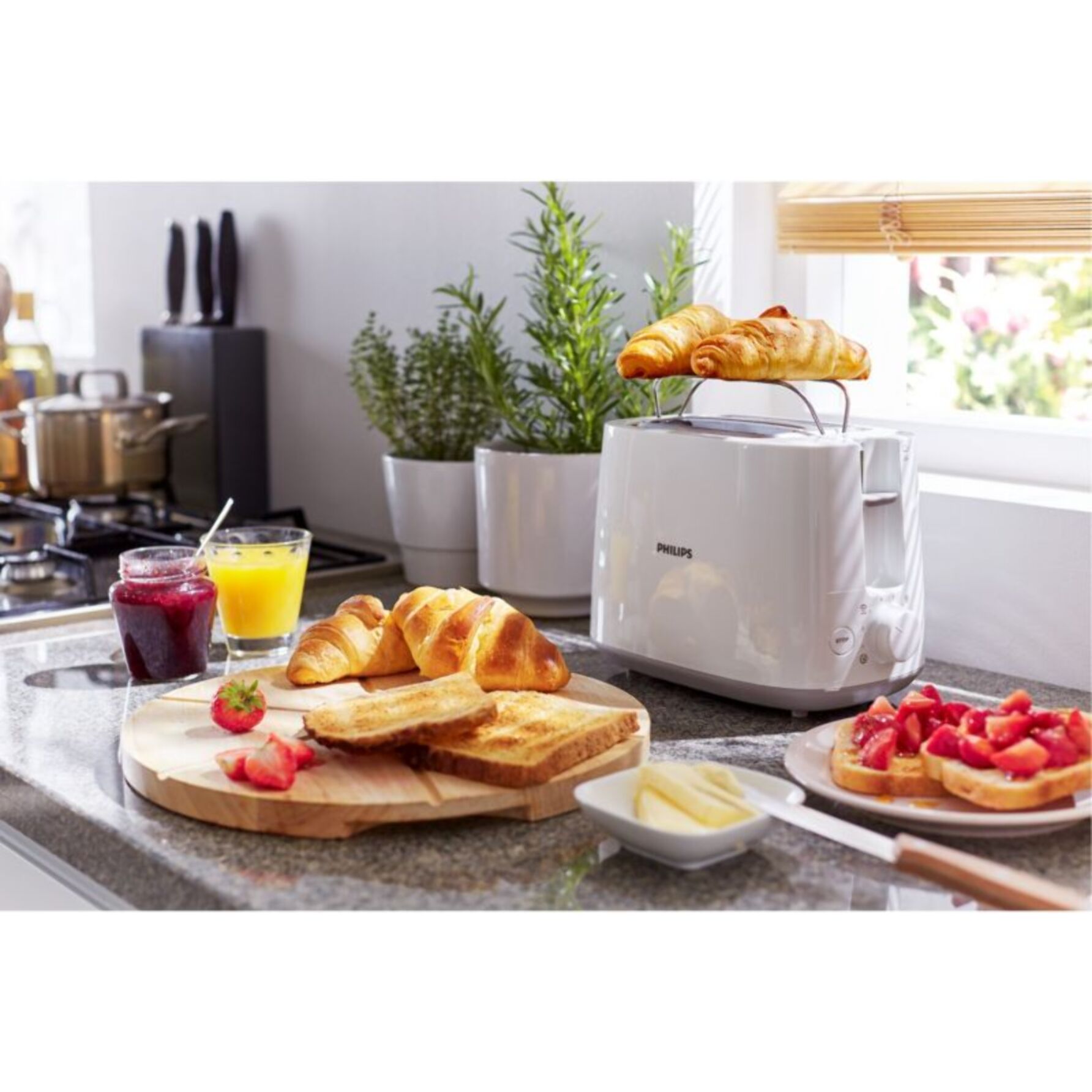 Grille-pain PHILIPS HD2581/00 Toaster blanc Daily, 2 fentes, 830W