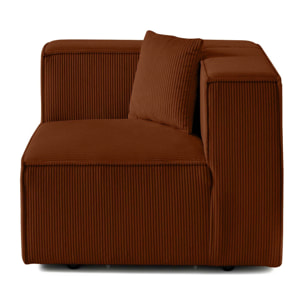 Arty - module d'assise gauche - en velours côtelé - Terracotta