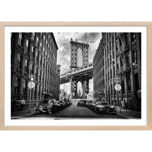 Affiche dumbo brooklyn bridge Affiche + cadre en bois - Chêne