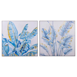 Set 2 Cuadros Plantas 40% Pintado A Mano 82x5x82cm