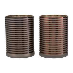 J-Line photophore Raye - verre - brun - large - 2 pièces