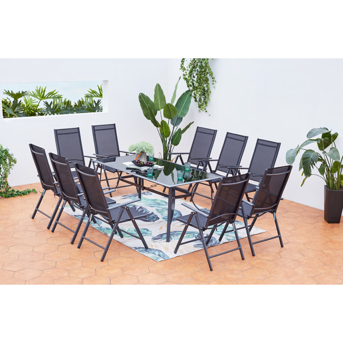 Table de jardin et 10 chaises en aluminium BARATHE