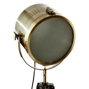 Lampadaire trépied "Ebor" bronze - bois & acier H152 cm