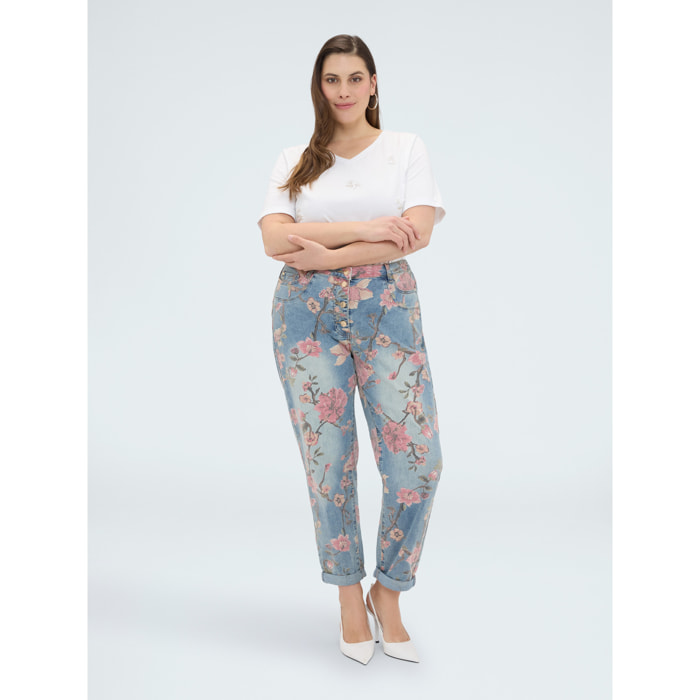 Fiorella Rubino - Jeans Barrell con estampado floral - Light - blue