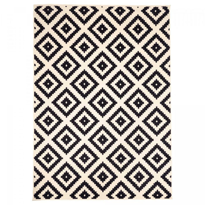 Tapis Kihe Noir et blanc motif géométrique scandinave