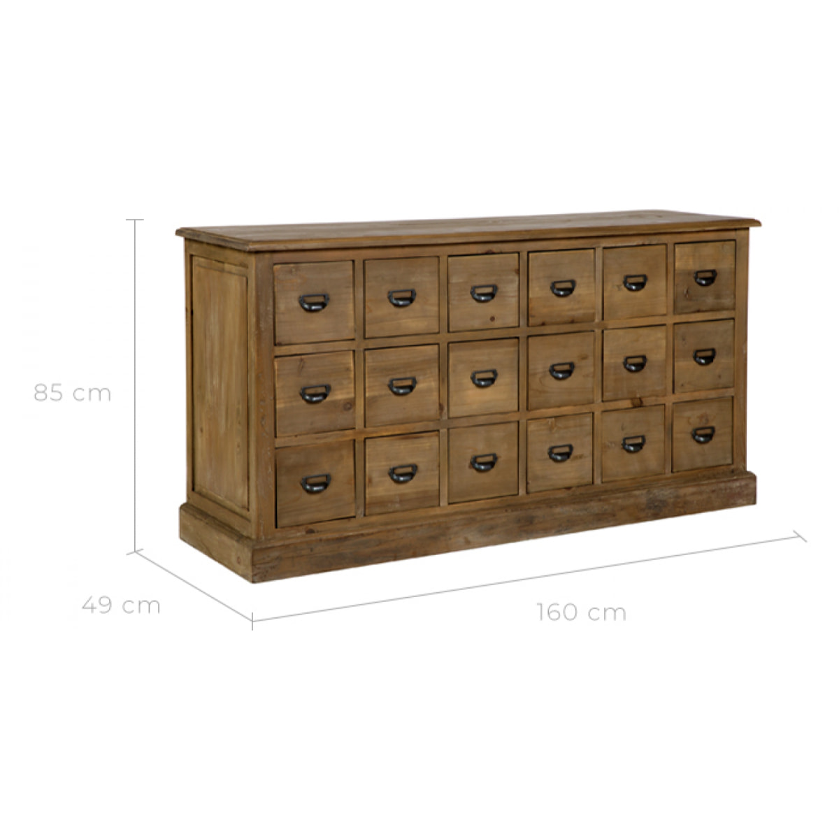 Buffet en bois recyclé 18 tiroirs - Miramas