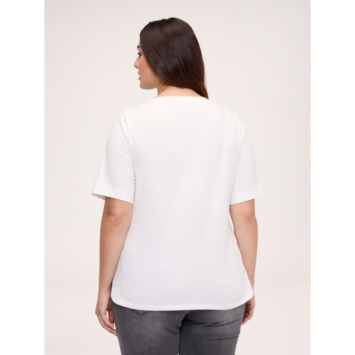 Fiorella Rubino - T-shirt in cotone con scritta e stampa - Bianco