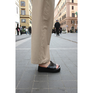 Sabot platform-rock con borchie - NERO