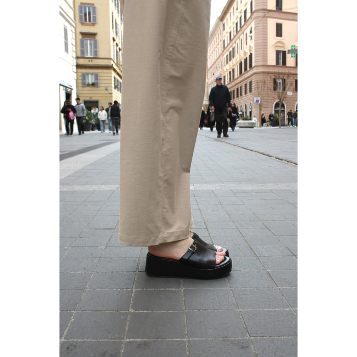 Sabot platform-rock con borchie - NERO