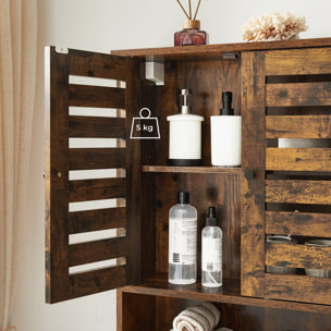 Mobiletto pensile da bagno in legno rustico con ripiano aperto