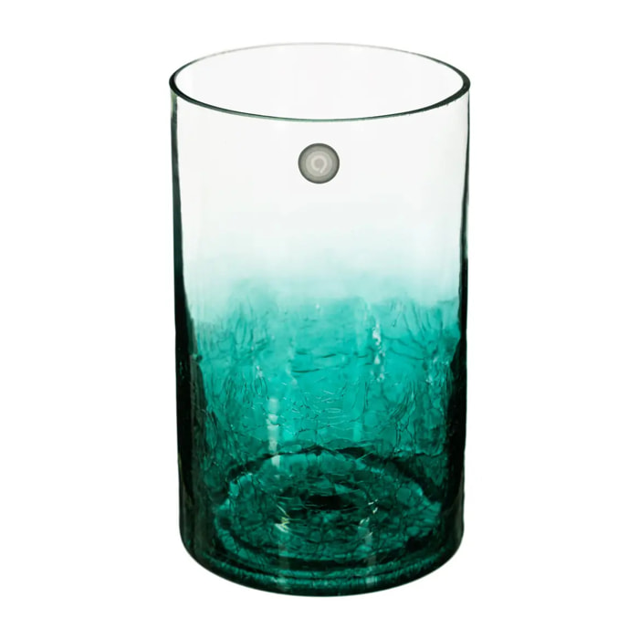 Vase cylindre verre craquelé H20cm