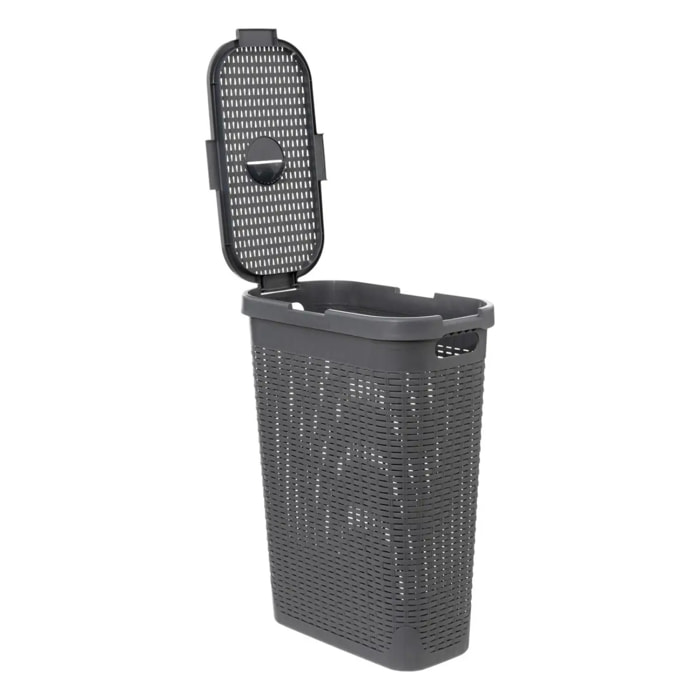 Corbeille slim Rattan 40L gris béton