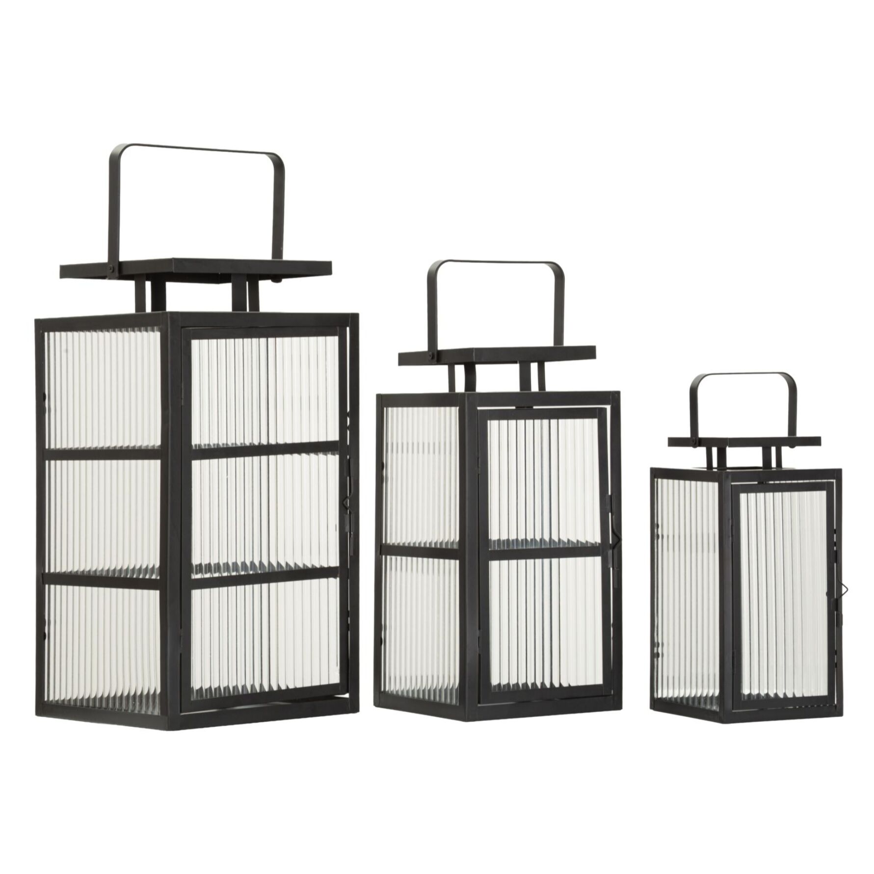 LANTERNE ANDROMEDA TRIS CM 25,5X25X50-X20,5X20X40-15,3X15X29,5 (VETRO TEMPERATO)