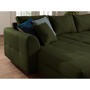 Rune - canapé panoramique - avec pouf d'appoint - 7 places - style scandinave - droit - Vert